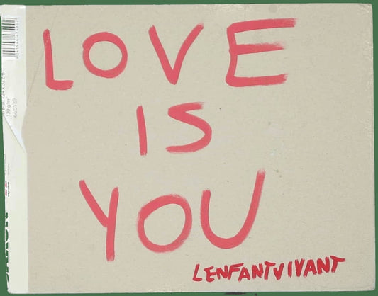 "Lenfantvivant contemporary text-based art on cardboard" "Essential expression 'LOVE IS YOU' in red acrylic by Lenfantvivant" "Minimalist love mantra in art, Lenfantvivant’s unique touch" "Artistic proclamation of love, modern cardboard canvas by Lenfantvivant" "Simple yet profound love expression, Untitled 721 by Lenfantvivant"