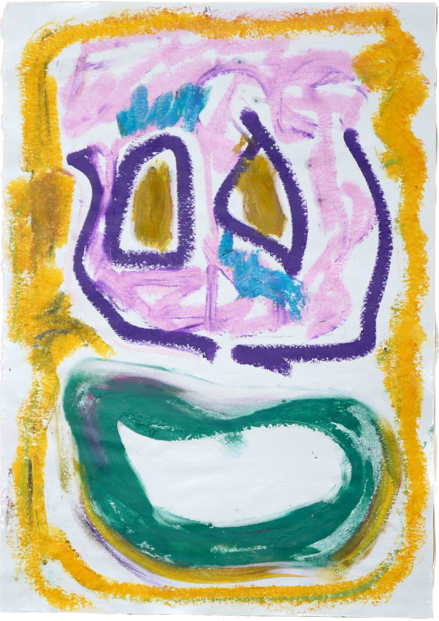 "Lenfantvivant abstract expressionist creation" "Vibrant Sauna Fusion No. 126 artwork" "Abstract organic forms on paper" "Gorky-inspired abstract art by Lenfantvivant" "Lenfantvivant's color interplay in modern abstraction"