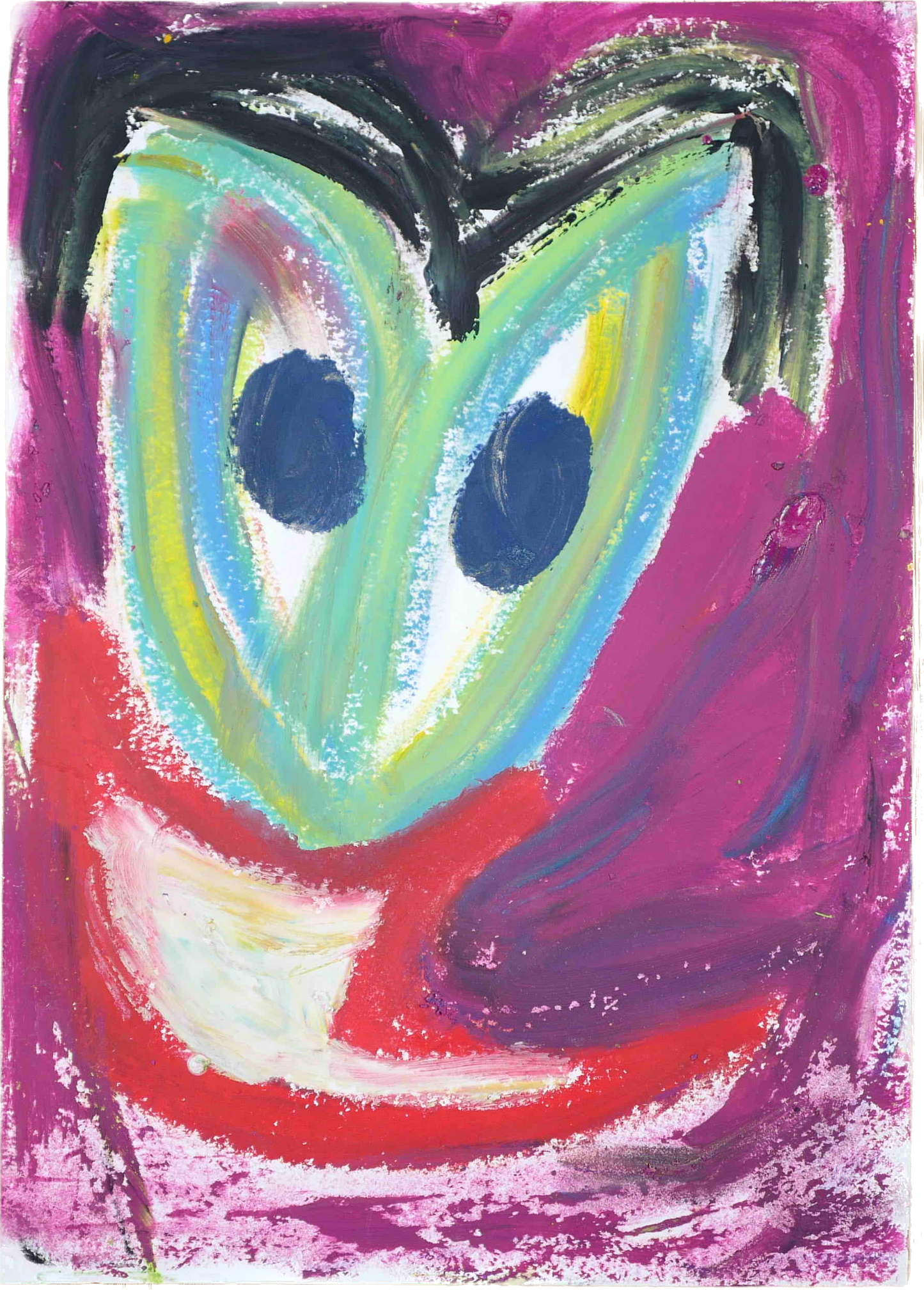 "Lenfantvivant abstract heart art No. 180" "Vibrant oil pastel heart in abstract form" "Sauna Fusion Art with heart motif by Lenfantvivant" "Colorful abstract oil pastel artwork" "Heart-shaped expressionism in modern art No. 180"