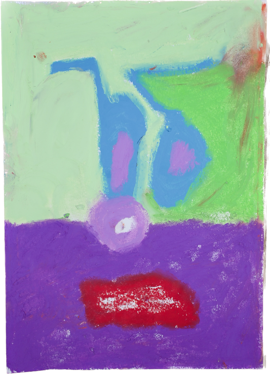 Lenfantvivant modernist abstract artwork" "Sauna Fusion No. 112 with surreal influences" "Contemporary abstraction in vibrant colors" "Expressionist art piece by Lenfantvivant" "Color field exploration on paper by Lenfantvivant"