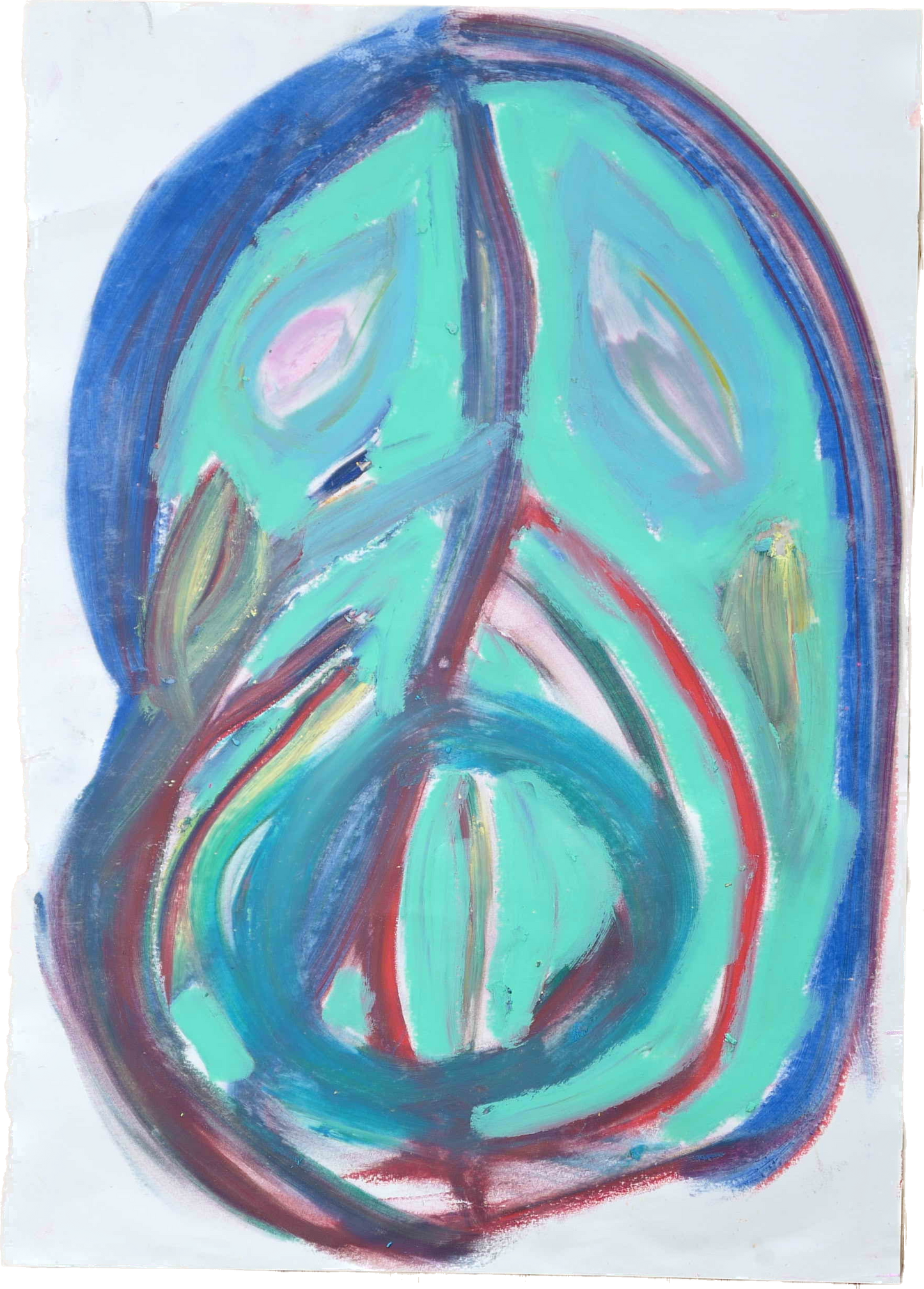 Lenfantvivant chromatic abstract meditation" "Sauna Meditation art piece No. 129" "Harmonious abstract art by Lenfantvivant" "Meditative gestural painting on paper" "Lenfantvivant's emotive color exploration"