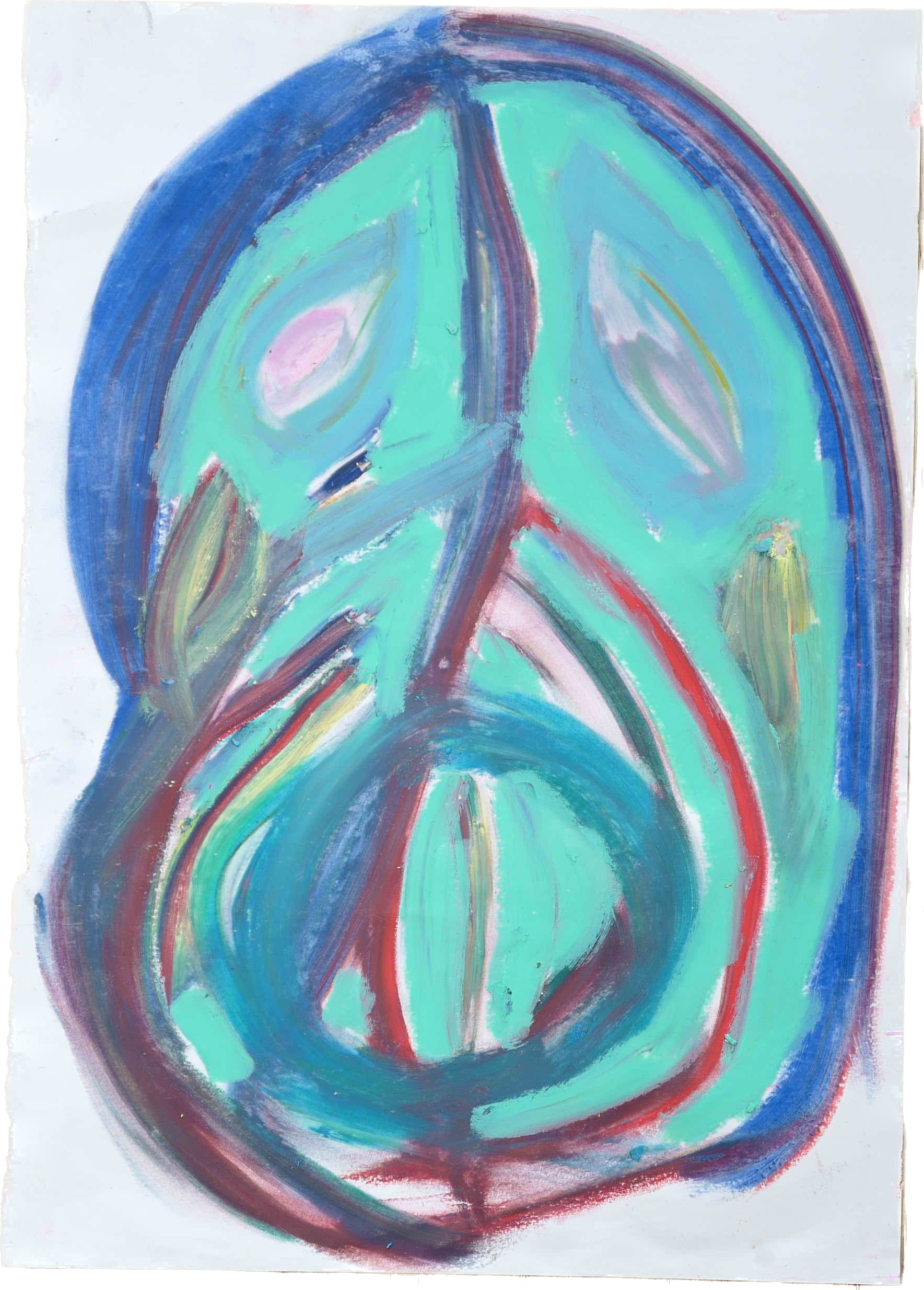 Lenfantvivant chromatic abstract meditation" "Sauna Meditation art piece No. 129" "Harmonious abstract art by Lenfantvivant" "Meditative gestural painting on paper" "Lenfantvivant's emotive color exploration"