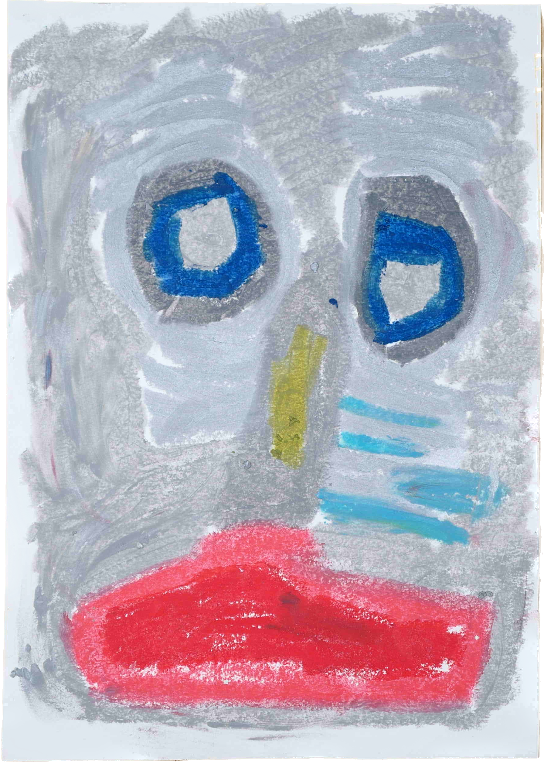 "Lenfantvivant abstract facial expression art" "Sauna Fusion Art with contemplative eyes" "Abstract art with bold red elements" "Museum-quality paper art by Lenfantvivant" "Emotive oil pastel creation in abstract style"