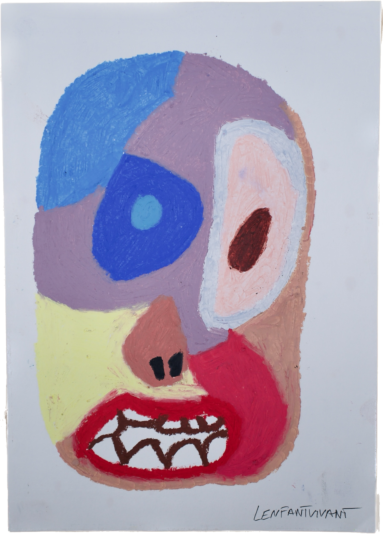 "Lenfantvivant fragmented face artwork" "Sauna Fusion No. 105 contemporary art" "Vibrant abstract art on museum-quality paper" "Expressionist art piece by Lenfantvivant" "Colorful artwork invoking self-reflection"