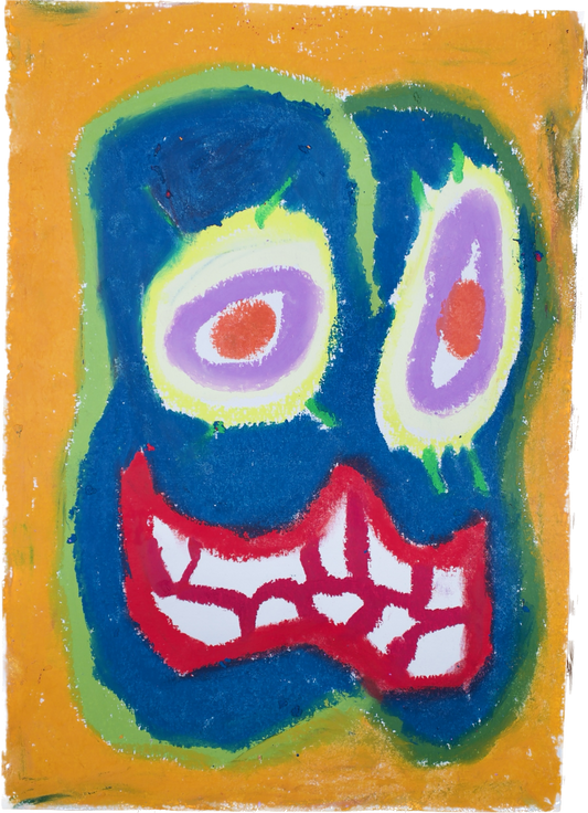 "Lenfantvivant expressionist facial abstract" "Fauvist-inspired art by Lenfantvivant" "Sauna Fusion No. 109 vibrant abstract painting" "Modern primitivism artwork on paper" "Colorful expressionist piece in Sauna Fusion series"