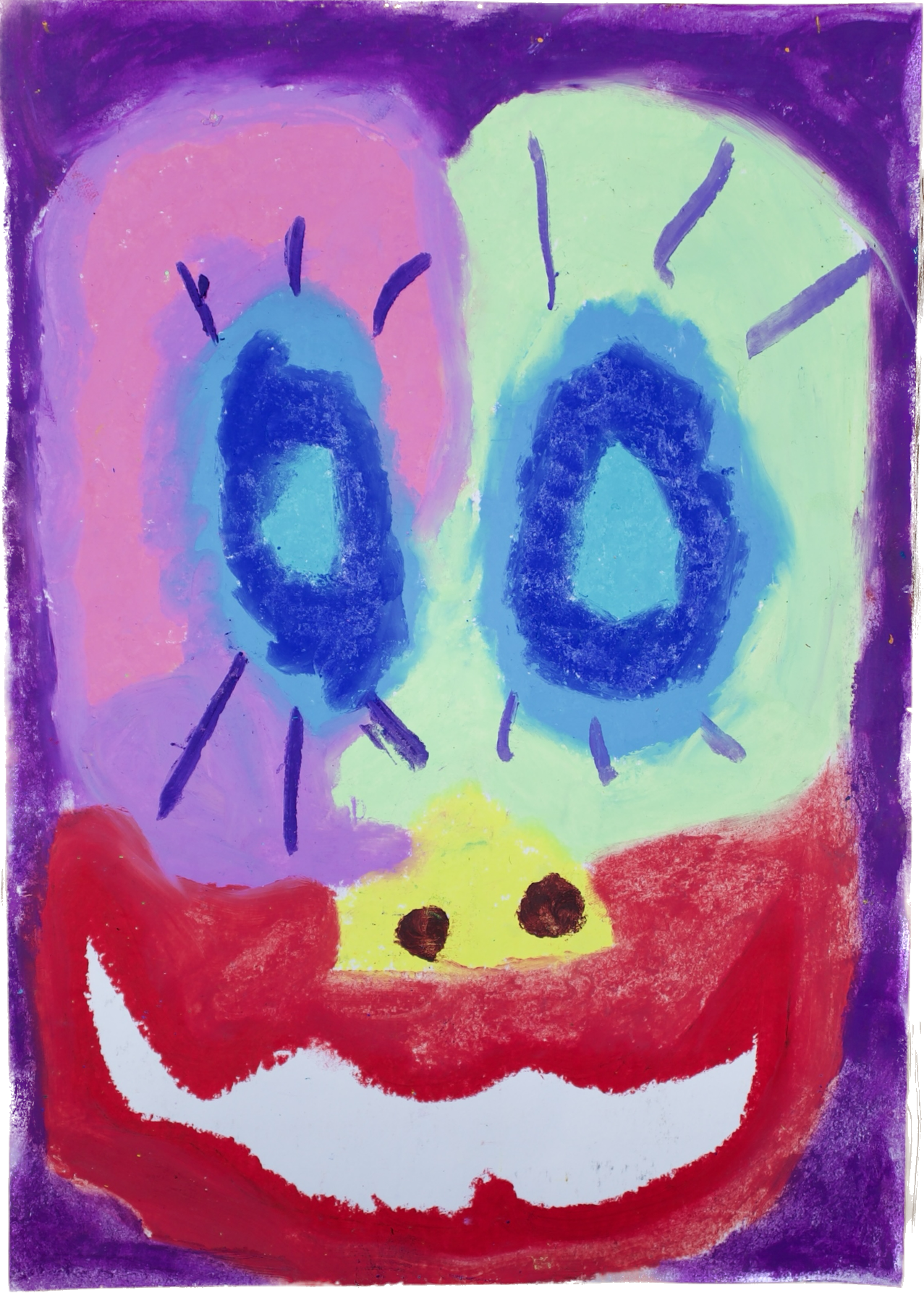 "Lenfantvivant abstract emotive face" "Sauna Fusion No. 110 colorful abstract art" "Contemporary facial abstraction on paper" "Prismatic expressionist work by Lenfantvivant" "Vibrant Sauna Fusion art series piece"