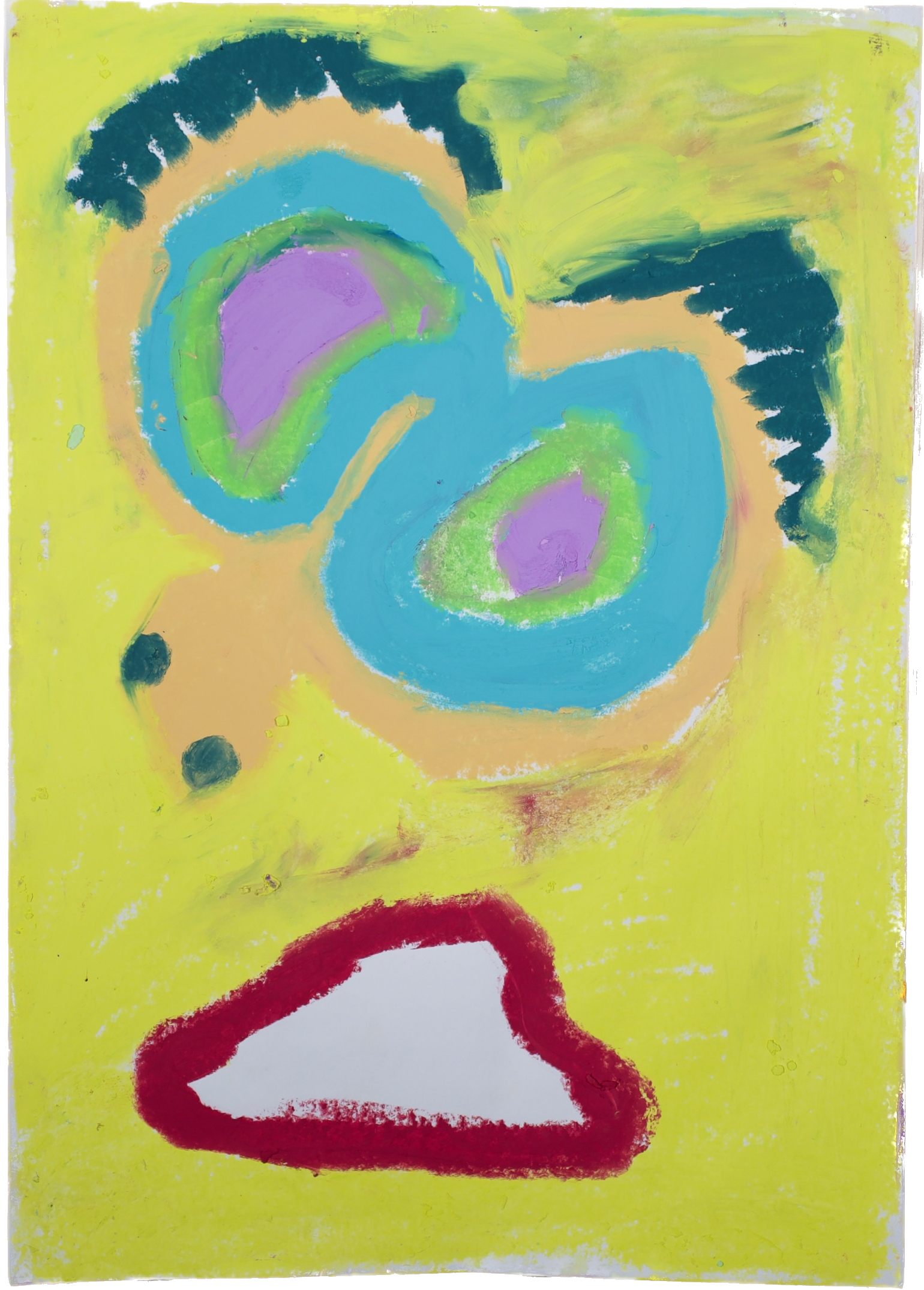 Lenfantvivant contemporary Fauvist-inspired artwork" "Vibrant abstract art by Lenfantvivant" "Modern abstract expression with bold colors" "Sauna Fusion art series piece No. 114" "Playful color interplay in abstract painting"