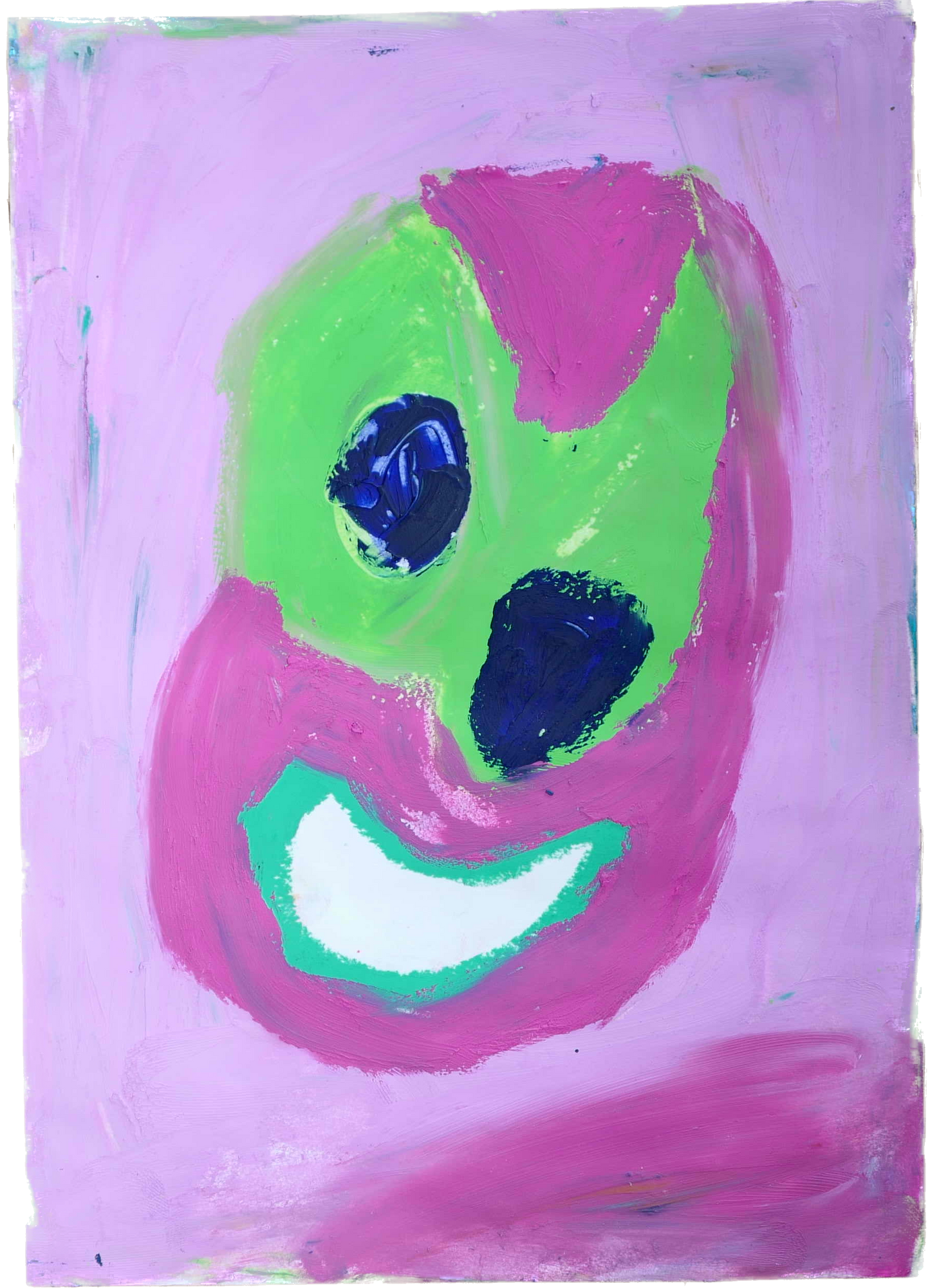 "Lenfantvivant joyful abstract face" "Sauna Fusion playful color mix" "Vibrant abstract expression on paper" "Abstract art with magenta and green hues" "Cheerful Sauna Fusion artwork by Lenfantvivant"
