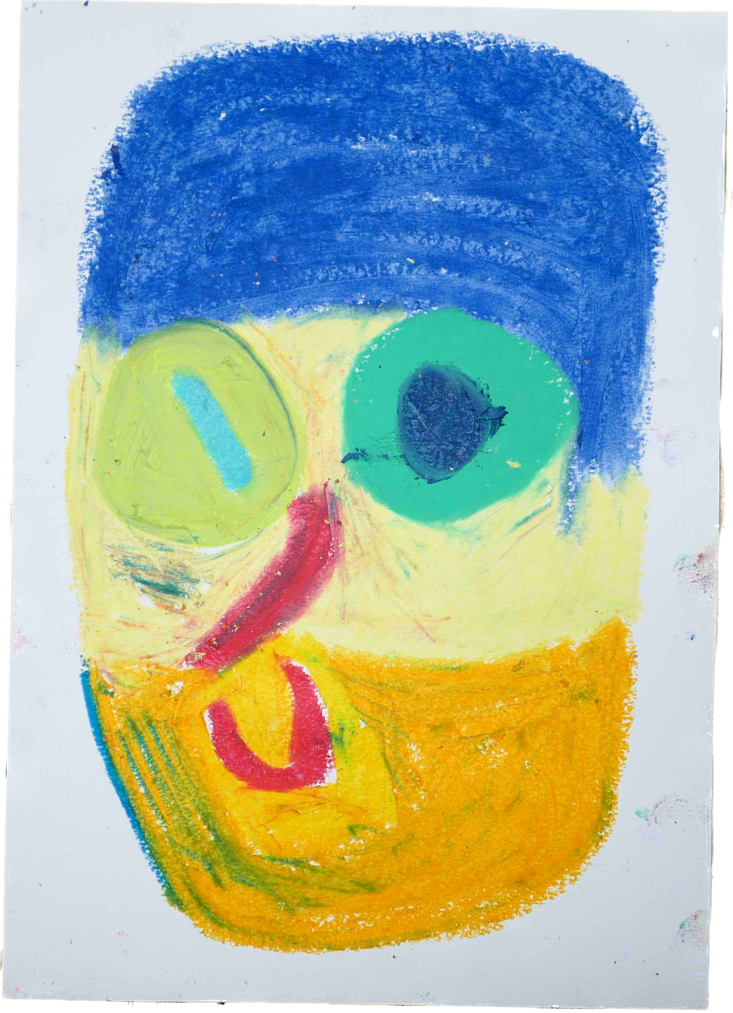 "Colorful abstract face by Lenfantvivant on fine art paper" "Expressionist-inspired modern art by Lenfantvivant" "Bold contemporary visage artwork with dynamic textures" "Lenfantvivant's unique interpretation of emotional landscape" "Artistic representation of human psyche by Lenfantvivant"