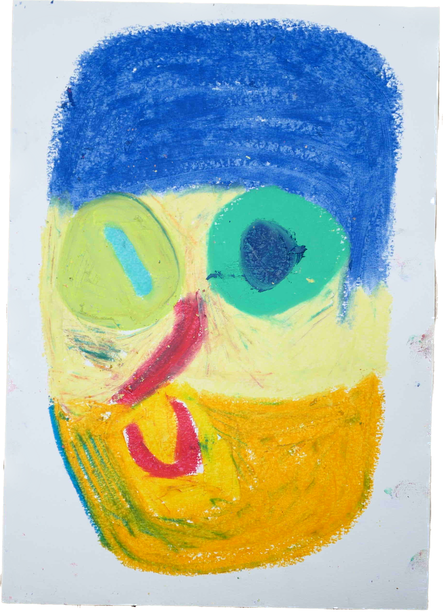 "Colorful abstract face by Lenfantvivant on fine art paper" "Expressionist-inspired modern art by Lenfantvivant" "Bold contemporary visage artwork with dynamic textures" "Lenfantvivant's unique interpretation of emotional landscape" "Artistic representation of human psyche by Lenfantvivant"