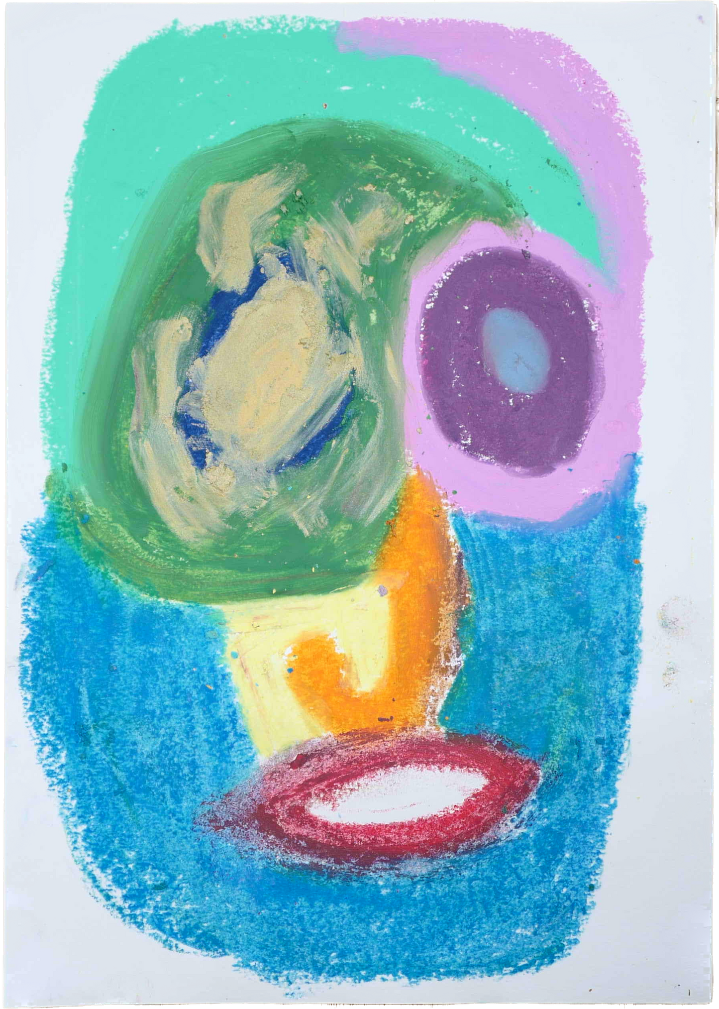 "Abstract contemporary pastel by Lenfantvivant with vivid colors" "Lenfantvivant artwork embodying abstract expressionism" "Vibrant pastel art for modern interior design" "Artwork with abstract forms symbolizing emerging consciousness"
