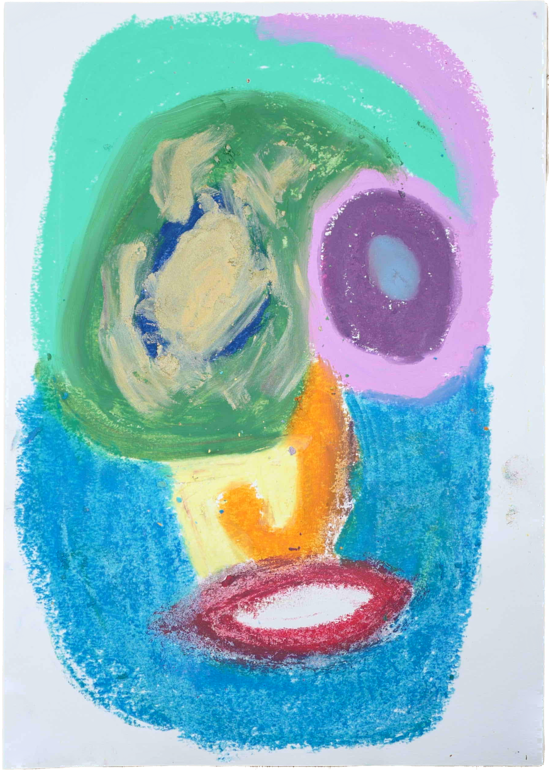 "Abstract contemporary pastel by Lenfantvivant with vivid colors" "Lenfantvivant artwork embodying abstract expressionism" "Vibrant pastel art for modern interior design" "Artwork with abstract forms symbolizing emerging consciousness"