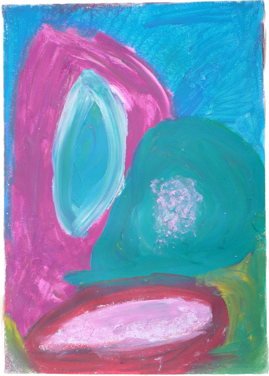 Lenfantvivant vibrant abstract art piece" "Colorful maelstrom in oil pastel" "Abstract fusion of pinks and blues" "Dynamic Sauna Fusion Artwork" "Abstract expressionist art by Lenfantvivant"