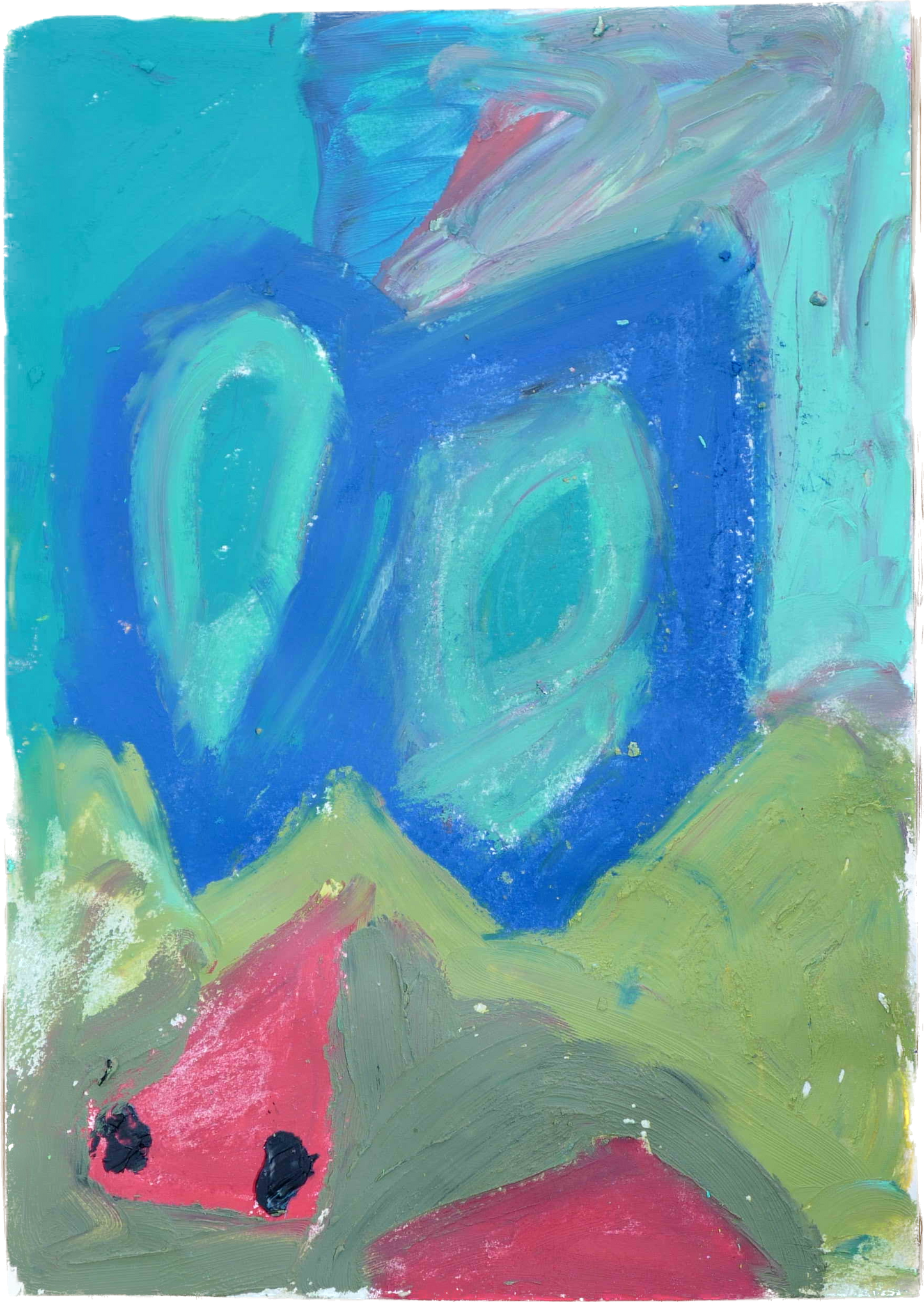 "Lenfantvivant spectral abstract artwork" "Dynamic blue and green oil pastel art" "Abstract art with red accents by Lenfantvivant" "Enigmatic Sauna Fusion Art piece" "Abstract composition resembling a mirage"