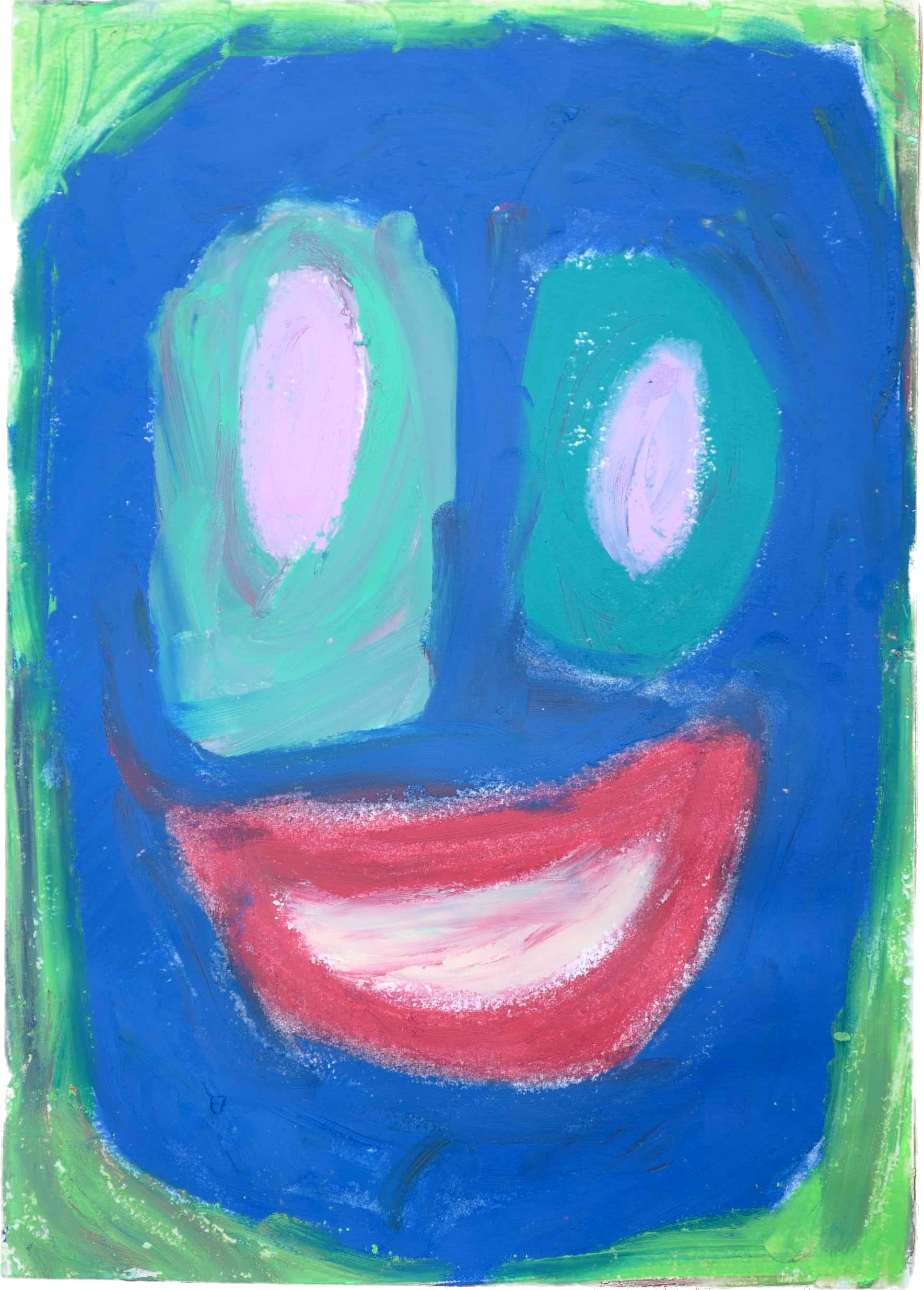 "Lenfantvivant jubilant abstract face" "Playful and radiant oil pastel art" "Abstract visage with bright colors" "Sauna Fusion Art joyful expression" "Lenfantvivant No. 149 vibrant abstraction"